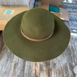 2 for $30 sale: Angela William Olive green wool felt hat  leather band -